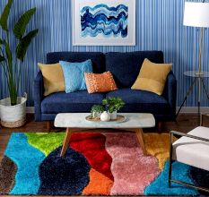 Modern Multicolor Geometric Living Rug